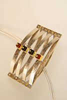 Anhänger genietet Silber 935, Feingold, Karneol, Onyx, Nieten Gold 750