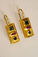 Ohrhänger montiert Gold 900, Feingold, Turmaline, Saphire