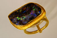 Ring Gold 900, Feingold, schwarzer Opal